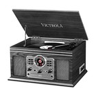 6-in-1 Bluetooth Record Player  Vintage Style Turntable With Speakers  Grey