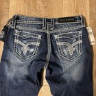 Nwt Rock Revival Womens Blue Jeans Sz 28x32 Vivian Boot Cut Embroidered Studded