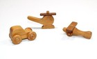 Vintage Car Airplane   Helicopter Hand Carved Wooden Toy Vehicle Set Of 3