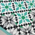 Handmade Smaragdine Star Cotton Fabric Queen Size Patchwork Quilt Top topper