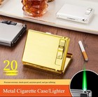 Amazing Creative Metal 20 Cigarettes Case Box With Jet Torch Windproof Lighter