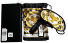 Versace  275 Barocco   Robe Medusa Lion Silk Eye Mask W case In Gift Box Wh gold