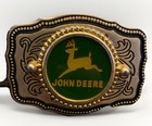 Vintage John Deere 3  Belt Usa Made Camo Gold Tone With Beaded Dot Edging 32-36