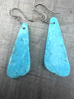 Vintage Navajo Hand Made cut Natural Blue Turquoise Slab Pierced Earrings 1970s