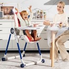 Baby High Chair Adjustable Foldable Feeding Dining Chair With 4 Lockable Wheels