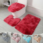 3pcs Soft Shaggy Non Slip Toilet Pedestal Set Bathroom Rugs Carpet Bath Mat  