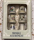 New Vtg Collectible Porcelain Thimble Assortment - 12 Thimble Lot - New In Box