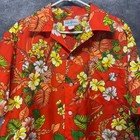 Vintage 70s Hukilau Fashions Hawaiian Shirt Mens Xl Orange Floral Aloha Hibiscus