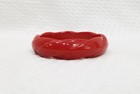 Vintage Lipstick Red Lucite Textured Braided Design 3 4  Wide Bangle Bracelet
