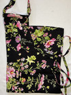 April Cornell Apron Black Pink Flowers One Size 31 X 30 100  Cotton Nwt