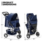 3 Wheels Pet Stroller  Foldable Dog Cat Cage Jogger Stroller With Weather Cov   