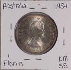1954 Australia 1 Florin Elizabeth Ii Royal Visit Silver 0 500 Coin Km  55