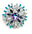 Very Large Blue Crystals Brooches Rhinestone Blue Bridal Pin Gift Woman Brooch