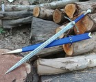 Viking Sword  40-inch Damascus Steel  Full Tang With Blood Grooves  Scabbard