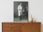 Vintage Babe Ruth Baseball Legend Sports Decor Vintage Black   White Photo Print