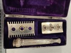 Antique Gillette Pocket Edition Safety Razor Ornate Floral Matching Case Set