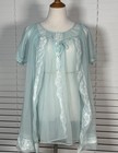 Blue Chiffon Peignoir Set 1950s Nightgown   Robe  size Large