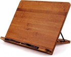 Bamboo Cookbook Stand Medium Adjustable Book Holder Tray   Page Paper Clips