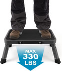 Folding Step Stool  Adjustable Non-slip Platform  330 Lbs Capacity  Black