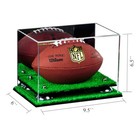 Mini Football Display Case With Silver Risers  Mirror And Turf Base  a005-gr 