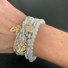 Set Of 3 White   Gold Anklets Beaded Boho Beachy Bracelets With Charms New