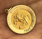 Vintage 14k Gold St  Michael Medal Pendant Religious Charm  2 2 Grams