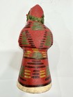 Vintage Painted Canvas Santa Wreath Christmas Ornament 6    Folk Art Primitive