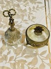 Vintage 24k Gold Plated Perfume Bottle   Jewelry Box Glass Ormulu West Germany