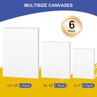 6 Pack Stretched Canvas For Painting  Multi-size 5  7  8  10  12  16 Inches  2 O   