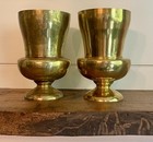 Set Of Two  2  Vintage Mid Century Modern Mcm Solid Brass  chalice  Vases-7 