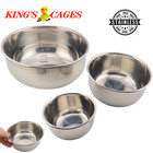 Kings Cages Round Stainless Steel Bowls Cage Feeders Seed Water Parrot Treat Pet