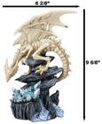 10 h Gothic Skeleton Bone Dragon Perching On Crystal Cavern Statue Ghost Drake