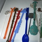 Lot Of 22 Vintage Swizzle Sticks Cocktail Stirrer Mixed Lot W  Drink Mix Glass
