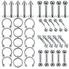 110pcs Nose Ring Hoop Lip Tongue Navel Belly Barbell Piercing Bar Kit 14g 16g
