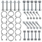110pcs Nose Ring Hoop Lip Tongue Tragus Navel Belly Barbell Piercing Kit 14g 16g