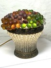 Antique 1920   s Czech Art Nouveau Glass Beaded Fruit Flower Bridal Basket Lamp