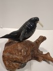  John Perry Flying Walrus Sculpture Mounted On Burlwood 5 1 2   x5   x7   