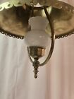 Vintage Mid Century Gold Polished Brass Hanging Light Chandelier Mcm