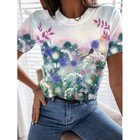 Casual Basic T-shirt Tops Printing Womens Ladies Summer Short Sleeve Tee Blouse