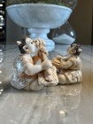 Japanese Carved Netsuke - Circa 1900  Signed  Two Horned Oni   s Playing Music