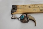 Elaine Sam Navajo Handmade Es Turquoise Coral Claw Pendant Vintage 2 5 