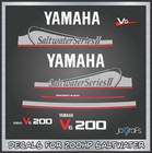 Yamaha Saltwater Ii Precision Blend 200hp V6 Outboard Engine Decals Kit-stickers