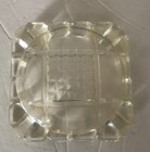 Vintage Hazel Atlas Clear Glass Square Ashtray Rounded Corners Checkerboard Base