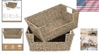 2-pack Stackable Wicker Storage Baskets - Natural Seagrass For Pantry Elegance