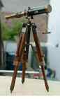 Nautical Design Antique Brass Spyglass Telescope With Wooden Tripod Marine Scope