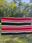 Red  White   Black Striped Woven Afghan Throw Blanket