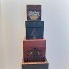 Vtg Bob s Boxes Fruits   Flowers Nesting Boxes Set Of 5 W Lids Festive Primative