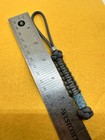 550 Paracord Combo Knife Lanyard Dark Gray With Brass Hammered Bead Blue