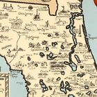 1953 State Of Florida Map - Vintage Pictorial Art Print Map - 20x24