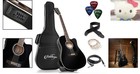 Complete Black Acoustic-electric Guitar Package - Cutaway Design   Accessories